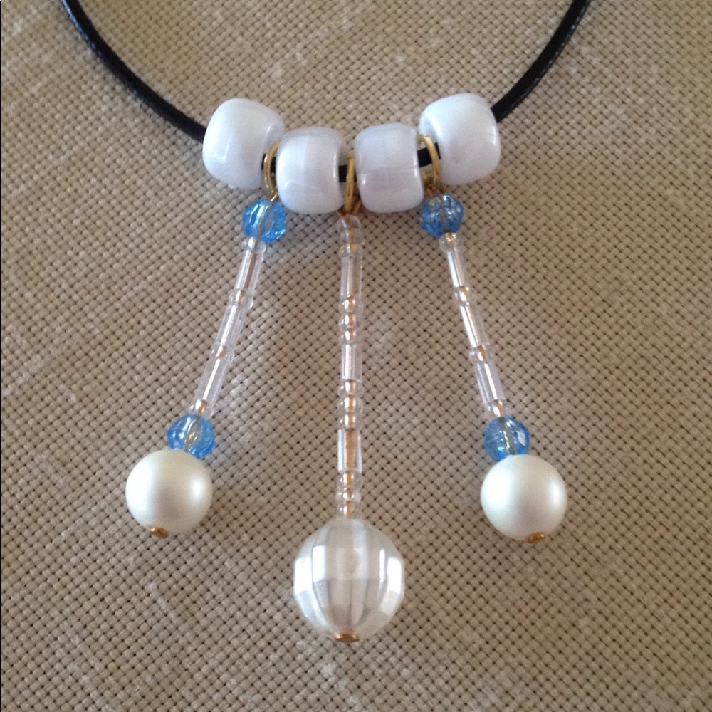 HAND CRAFTED Shabby Chic Necklace Vintage Pearl Pony Beads New